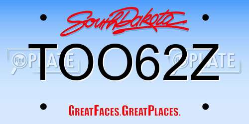 TOO62Z South Dakota License Plate