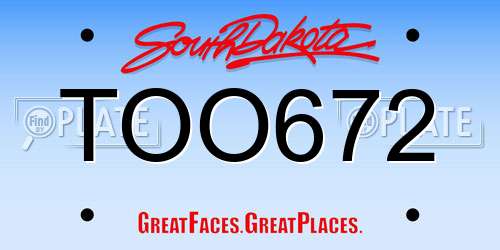 TOO672 South Dakota License Plate