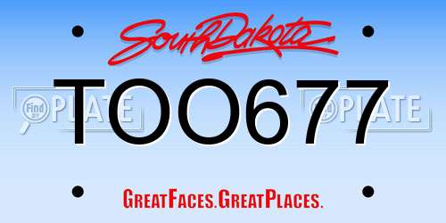 TOO677 South Dakota License Plate
