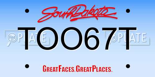 TOO67T South Dakota License Plate