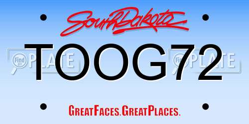 TOOG72 South Dakota License Plate
