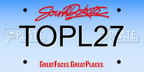 TOPL27 South Dakota License Plate
