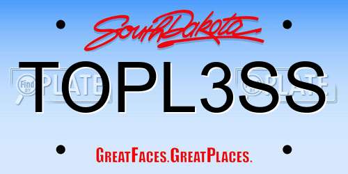 TOPL3SS South Dakota License Plate