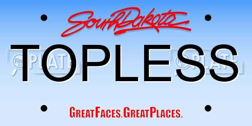 TOPLESS South Dakota License Plate