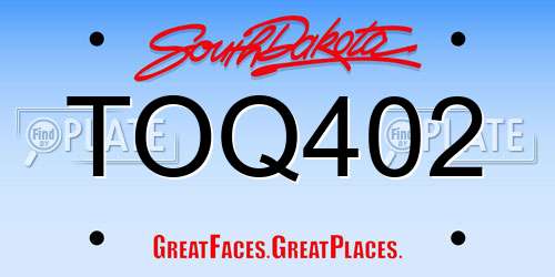 TOQ402 South Dakota License Plate
