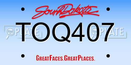 TOQ407 South Dakota License Plate