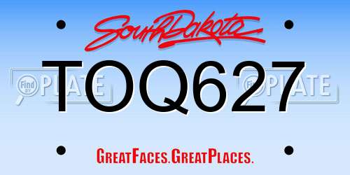 TOQ627 South Dakota License Plate
