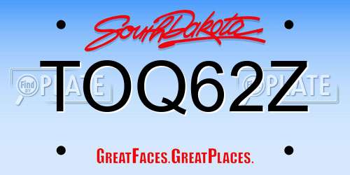 TOQ62Z South Dakota License Plate