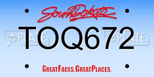 TOQ672 South Dakota License Plate