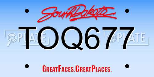 TOQ677 South Dakota License Plate