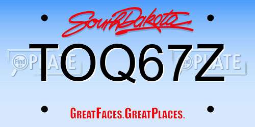 TOQ67Z South Dakota License Plate