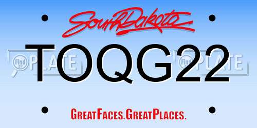 TOQG22 South Dakota License Plate