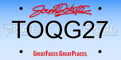 TOQG27 South Dakota License Plate