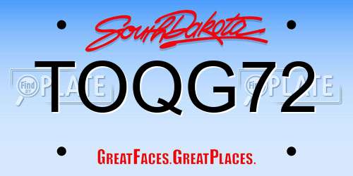 TOQG72 South Dakota License Plate
