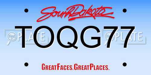 TOQG77 South Dakota License Plate