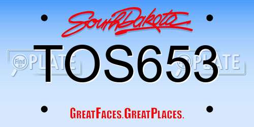 TOS653 South Dakota License Plate