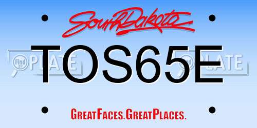 TOS65E South Dakota License Plate
