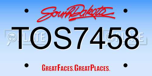 TOS7458 South Dakota License Plate