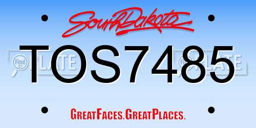 TOS7485 South Dakota License Plate