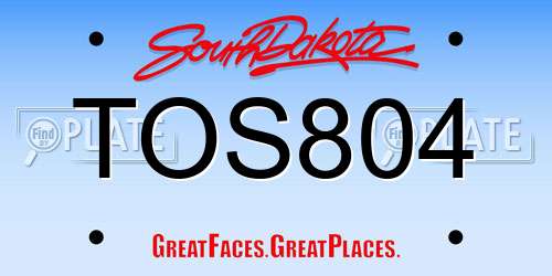TOS804 South Dakota License Plate