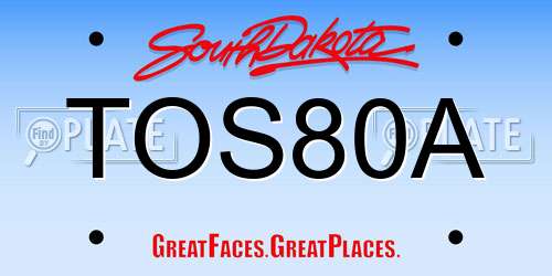 TOS80A South Dakota License Plate