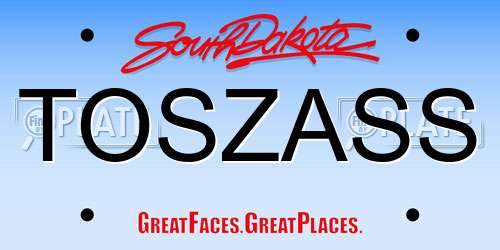 TOSZASS South Dakota License Plate