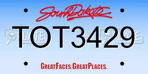 TOT3429 South Dakota License Plate