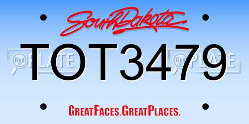 TOT3479 South Dakota License Plate