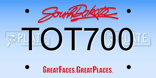 TOT700 South Dakota License Plate