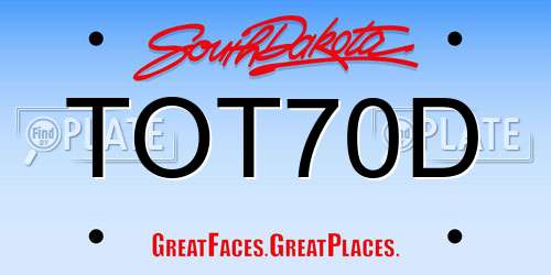 TOT70D South Dakota License Plate