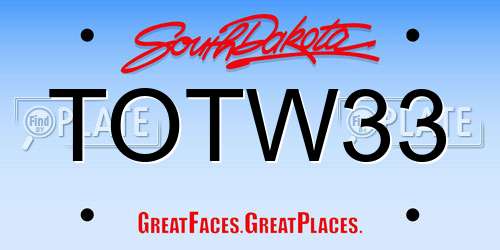 TOTW33 South Dakota License Plate