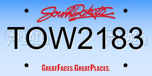 TOW2183 South Dakota License Plate