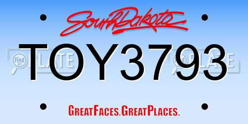 TOY3793 South Dakota License Plate