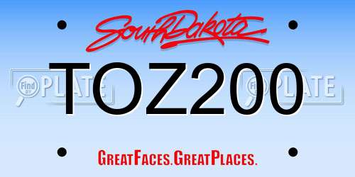 TOZ200 South Dakota License Plate