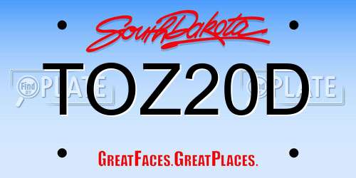 TOZ20D South Dakota License Plate