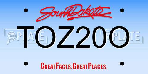 TOZ20O South Dakota License Plate