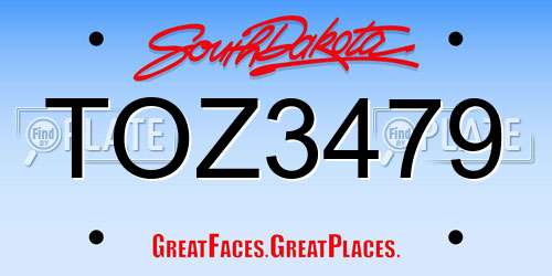 TOZ3479 South Dakota License Plate