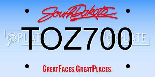 TOZ700 South Dakota License Plate