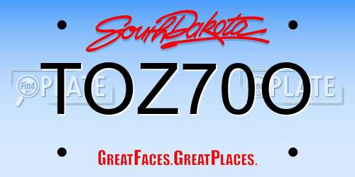TOZ70O South Dakota License Plate