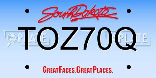 TOZ70Q South Dakota License Plate