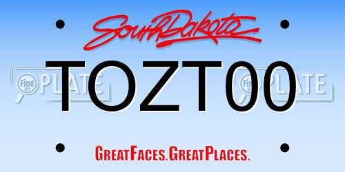 TOZT00 South Dakota License Plate