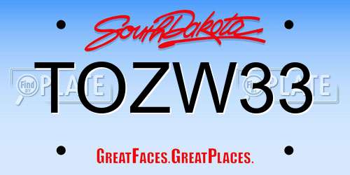 TOZW33 South Dakota License Plate