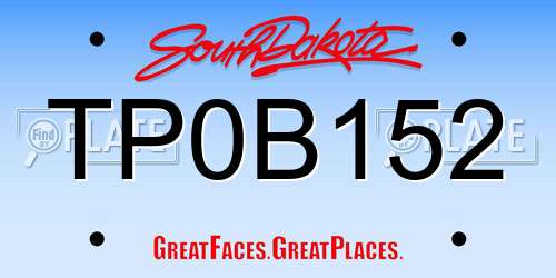 TP0B152 South Dakota License Plate