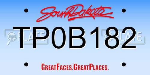 TP0B182 South Dakota License Plate