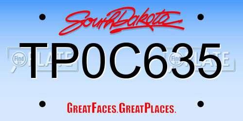 TP0C635 South Dakota License Plate