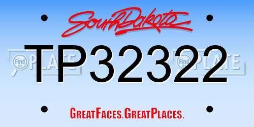 TP32322 South Dakota License Plate