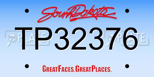 TP32376 South Dakota License Plate