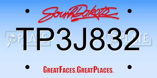 TP3J832 South Dakota License Plate