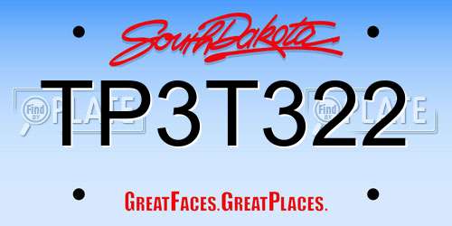 TP3T322 South Dakota License Plate