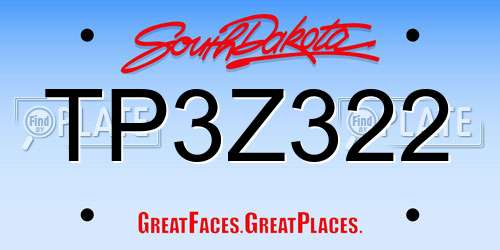 TP3Z322 South Dakota License Plate